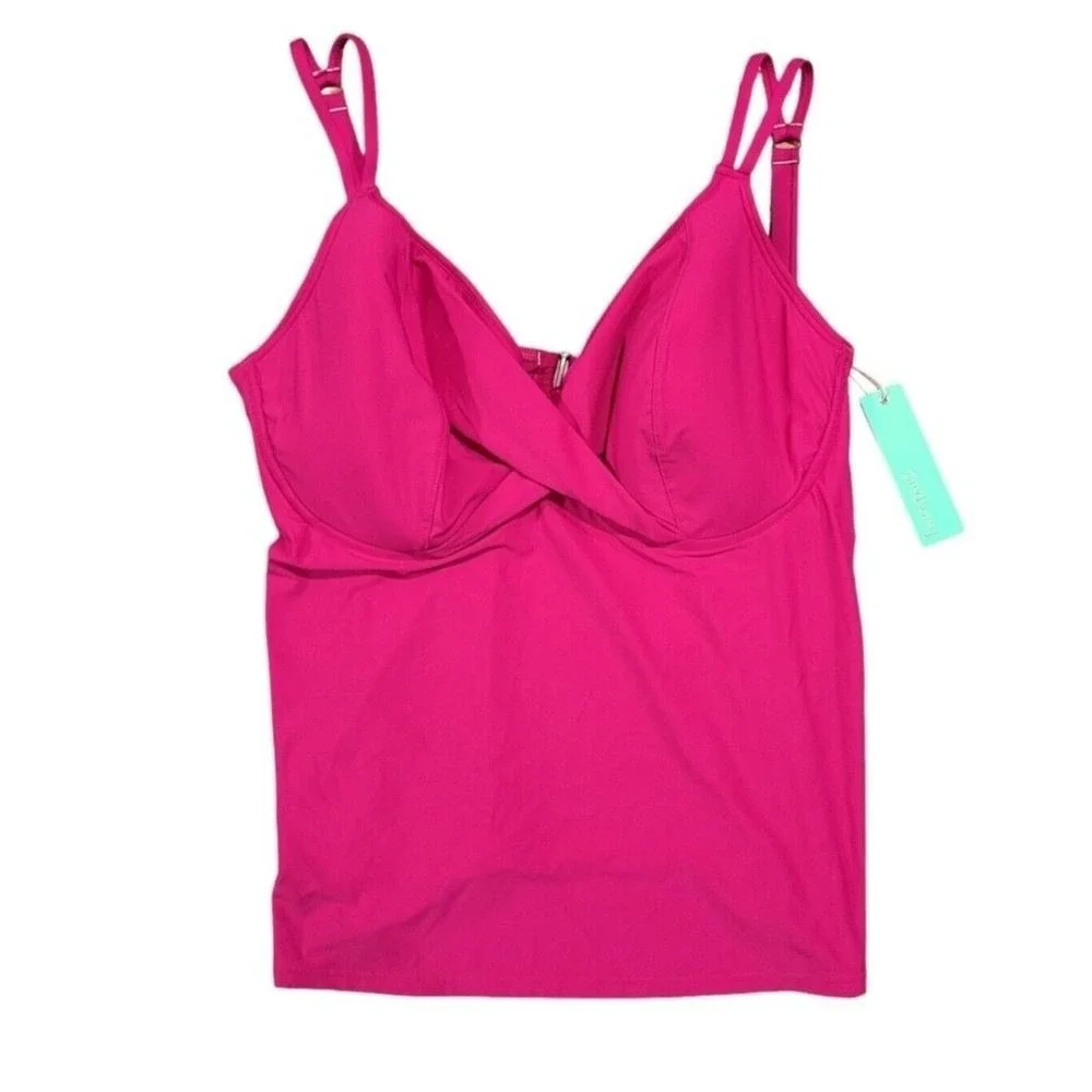Birdsong Size 34DDD Bare Necessities Pink Underwire Wrap Tankini Swim Top Pink - Picture 3 of 11
